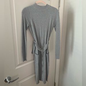 Fashion Nova Bodycon Gray Dress with Belt